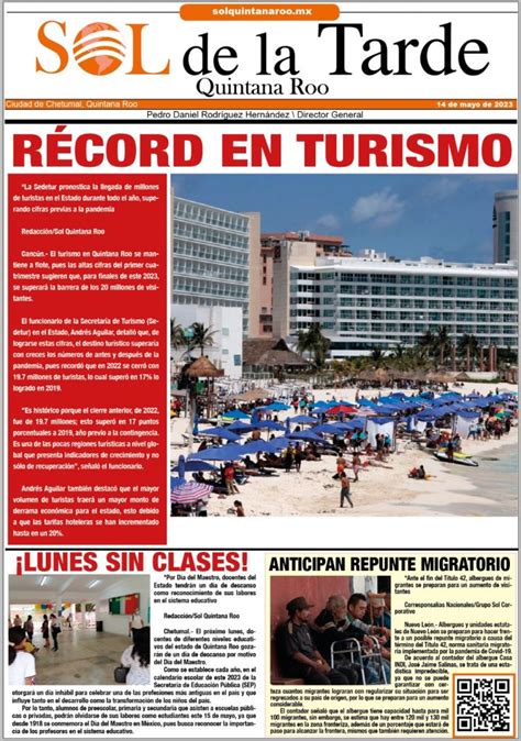 RÉCORD EN TURISMO Sol Quintana Roo Noticias Quintana Roo