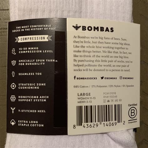 Large Bombas Compression Socks - White 1 pair of... - Depop