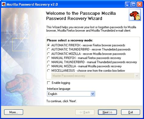 Mozilla Thunderbird Firefox Password Recovery Screenshots