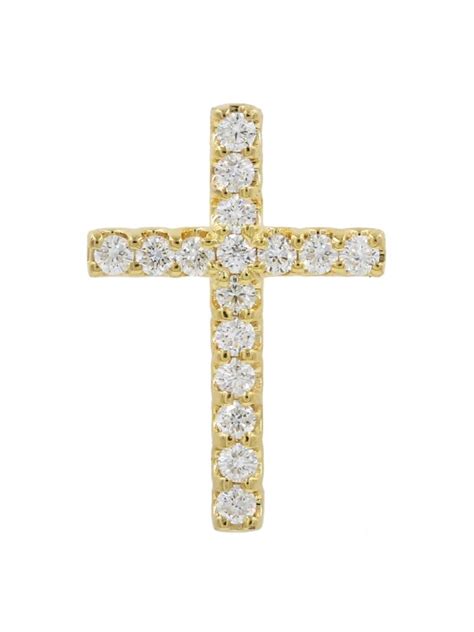 14k Yellow Gold Diamond Cross Pendants Jewelry