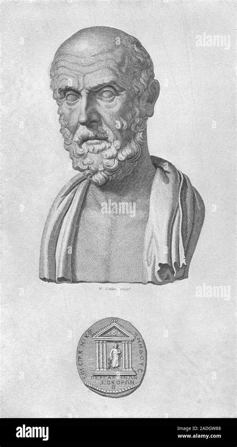 Hippocrates C 460 370 Bc Engraving Of A Marble Bust Of The Greek Doctor And Philosopher He