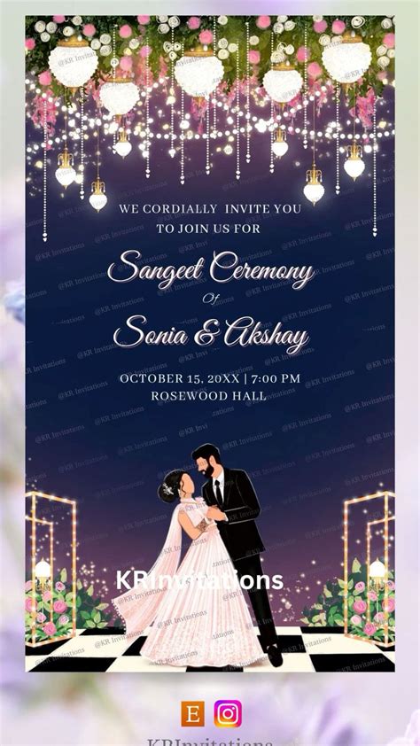 Digital Sangeet Invitation Card Whatsapp Invites In Wedding