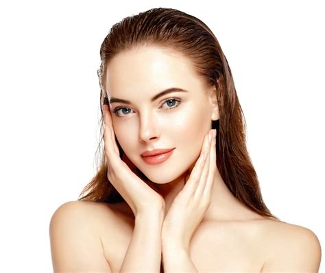 Premium Photo Beautiful Woman Face Portrait With Hands Beauty Skin