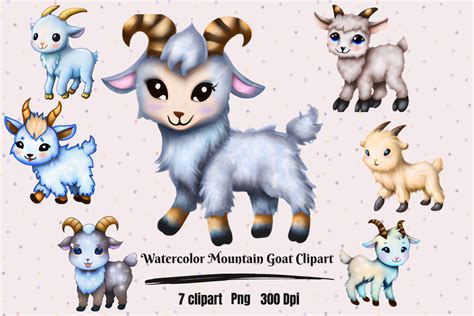 Watercolor Cute Mountain Goat Clipart Graphic By Hamees Store