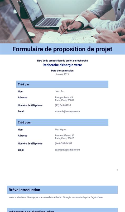 Formulaire De Proposition De Projet Mod Les De Pdf Jotform