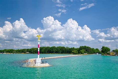 View To Entrance To Siofok Harbor at Balaton Lake, Hungary Stock Photo ...