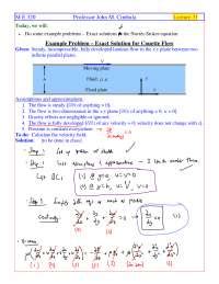 Couette Flow - Fluid Flow - Handout - Docsity