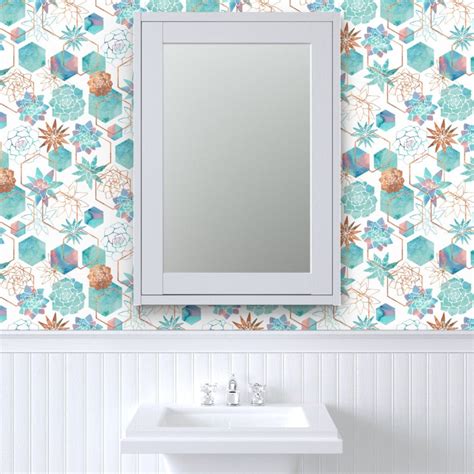 Geo Floral Wallpaper Rusted Copper Desert By Gingerlique Etsy
