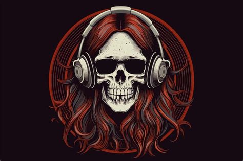 Premium Vector Skull With Headphones Vintage Vector