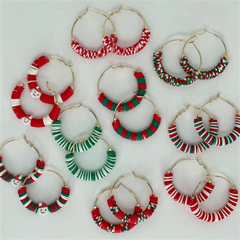 Christmas Collection Hoop Earrings | Diy christmas earrings, Christmas