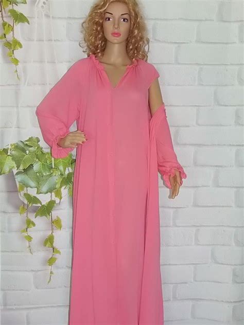 Vintage Peignoir Set Philmaid Lingerie Dusty Rose Loo Gem