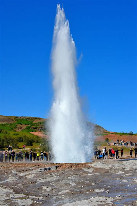 Strokkur Erupting At Geysir Hot Springs On Golden Circle Iceland