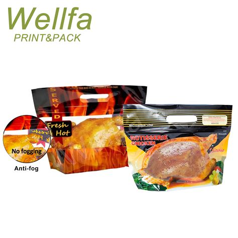 Microwave Hot Grilled Chicken Bags Stand Up Pouch Rotisserie Anti Fog