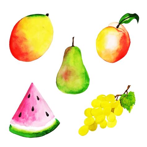 Colección de frutas acuarela Vector Gratis