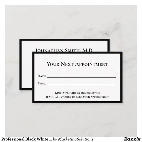 Professional Black White Template Doctor's Office Appointment Card | Zazzle