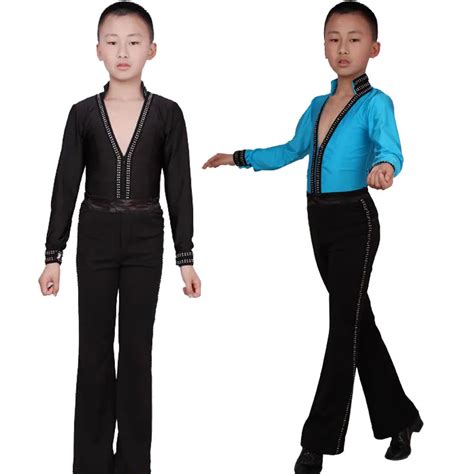Colorful Boy's Latin Dance Shirt+Pants Men110 170cm Latin Stage ...