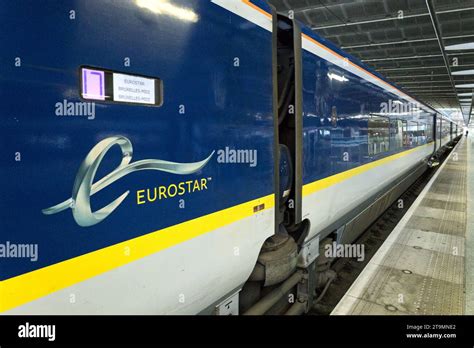 Eurostar Train Bound For Brussels In Belgium At The Platform Ready To