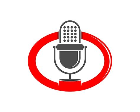 Микрофон в логотипе красного круга | Премиум векторы