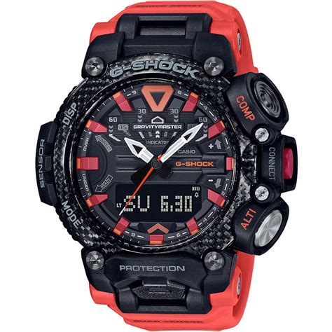 Casio G Shock Mens Gravitymaster Carbon Core Orange Silicone Strap Watch Gr B200 1a9er