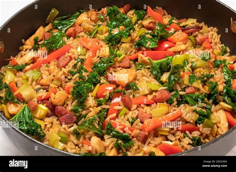 Chicken Leek And Brown Rice Stir Fry Stock Photo Alamy