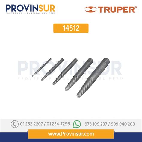 Juego Extractores De Tornillos 5 Piezas 14512 Truper Provinsur SAC