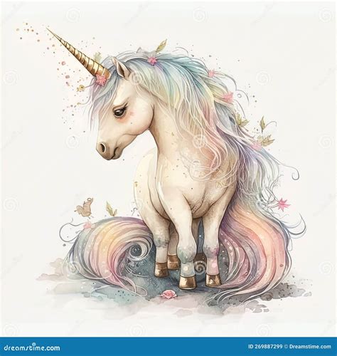 Cute Unicorn Watercolor Stock Illustration Illustration Of Fantasy