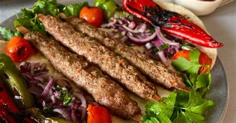 Traditional Delicious Turkish Foods Adana Kebab Sis Kebab Stock Photo