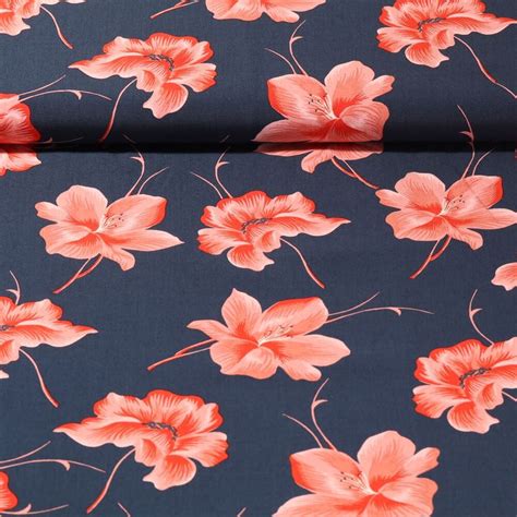 Viscose Grandes Fleurs Bleu Fonc Snaply