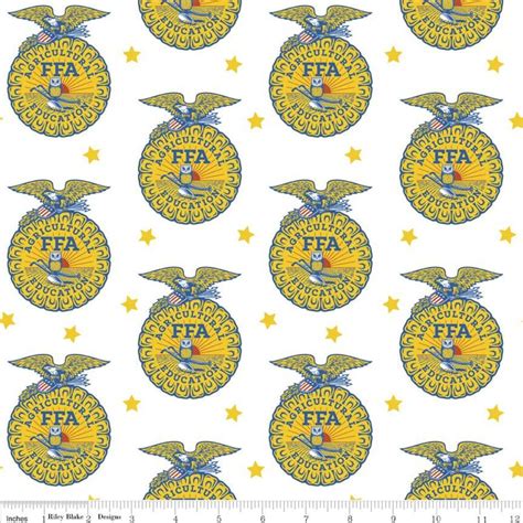 Ffa Emblems And Stars On White Fabric Ffa Forever Blue Etsy