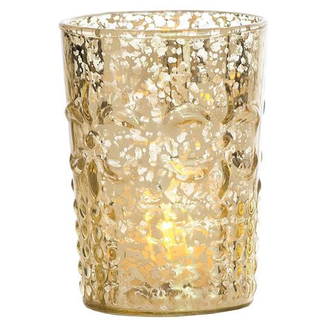 Eclectic Gold Mercury Glass Tea Light Votive Candle Holders Set Of 4