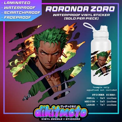 Dikitmoto Roronoa Zoro 3 Scratch Sticker Waterproof Vinyl Sticker