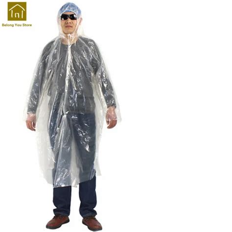 Clear Disposable Plastic Raincoat Long Rain Jackets Women Rain Coat