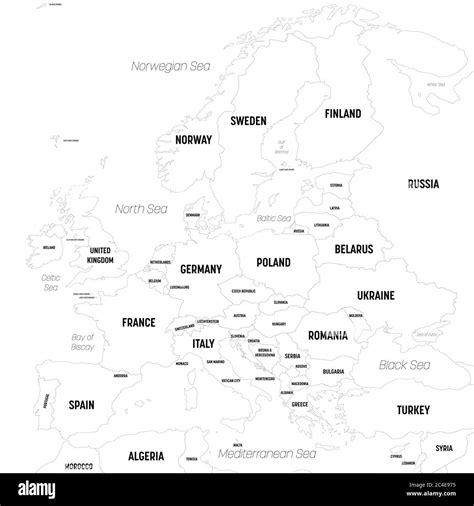 Political Map Of Europe With Capitals Black And White