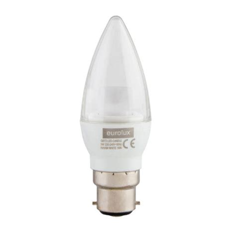 Eurolux Led Clear Candle Bulb B22 3w 200lm Warm White Livecopper