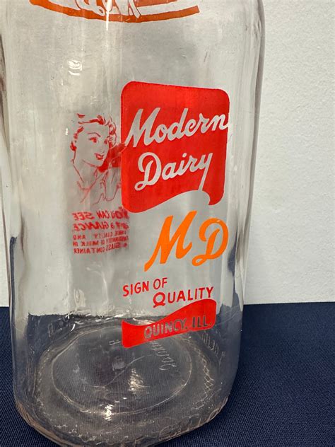 Modern Dairy Quincy Il Half Gallon Glass Milk Bottle Vintage 1950s Milk Bottle Dairy Milk