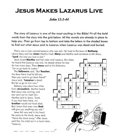 Jesus Raises Lazarus Activity Sheets Printable Templates Free