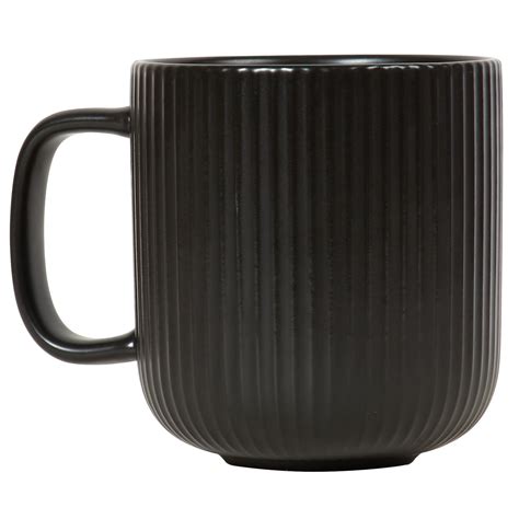 Set Of Ribbed Mugs Black Wilko