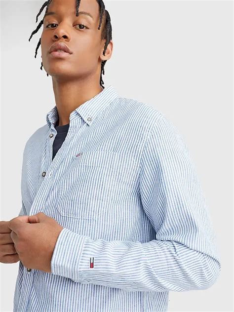 Camicia A Righe Celeste Tommy Hilfiger Corso Porta Luce