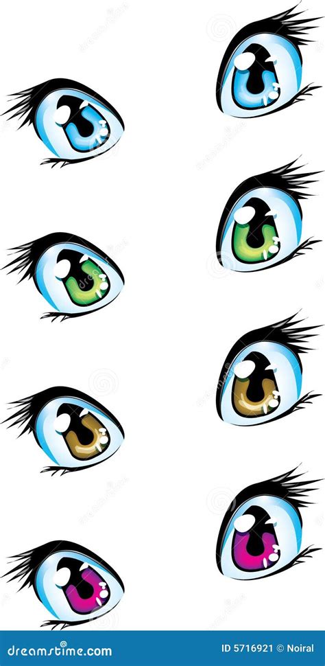 Blue, Green, Brown And Violet Anime Eyes Stock Illustration - Image ...