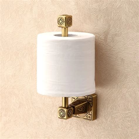 Solid Brass Bathroom Art Carved Toilet Paper Holder Wall Mounted