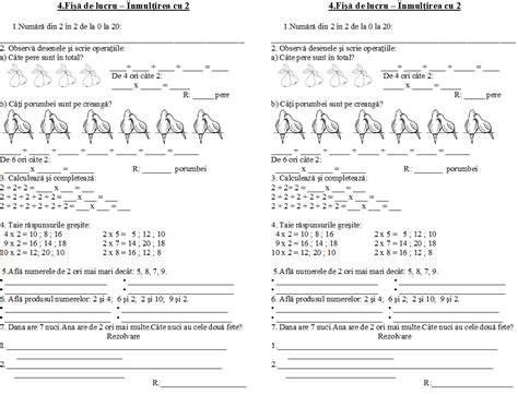Tabla Inmultirii Fise De Lucru