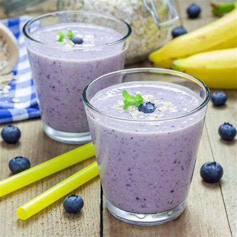 Smoothie With Blueberry Banana Oats Almond Milk And Yogurt Square