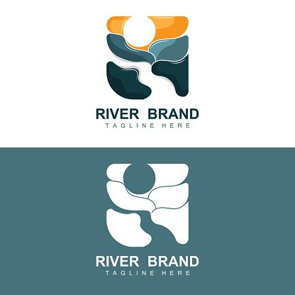 River Logo Design River Creek Vector Riverside Illustration With A Combination Of Mountains And ...