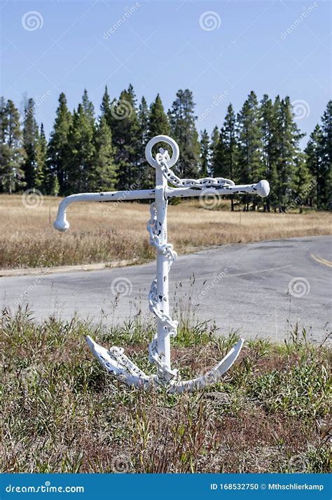 An Old Anchor Next To A Road Junction In The Usa Stock Photo Image Of