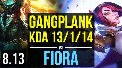 Gangplank Vs Fiora Top ~ Kda 13 1 14 Legendary ~ Korea Master