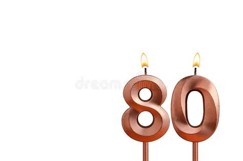 Birthday Candle Number 80 On White Background Stock Illustration
