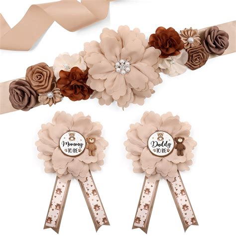 Buy Brown Teddy Bear Maternity Sash Kit Mom To Be Daddy To Be Corsage