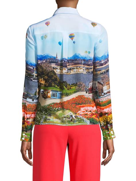 Alice Olivia Silk Willa Photo Print Blouse Lyst