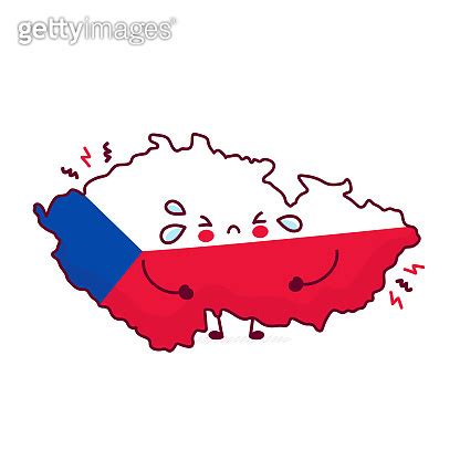 Cute Sad Funny Czech Republic Map And Character