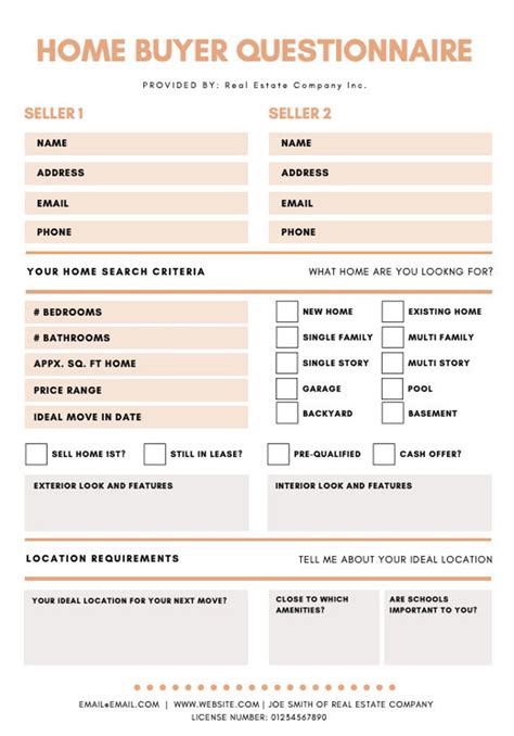 Printable Real Estate Buyer Questionnaire Form